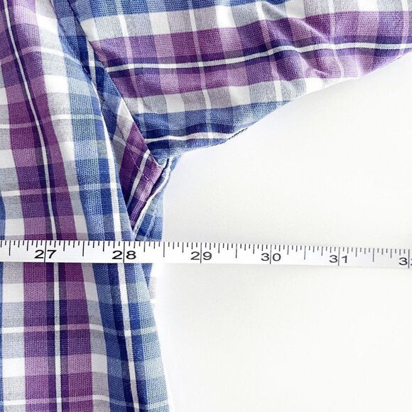 Panhandle Mens Western Plaid Long Sleeve Cotton Button Up Shirt Blue Purple XXL - Picture 7 of 7